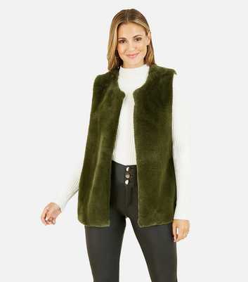 Yumi Green Faux Fur Gilet