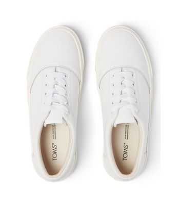 TOMS White Leather Lace Up Espadrilles New Look