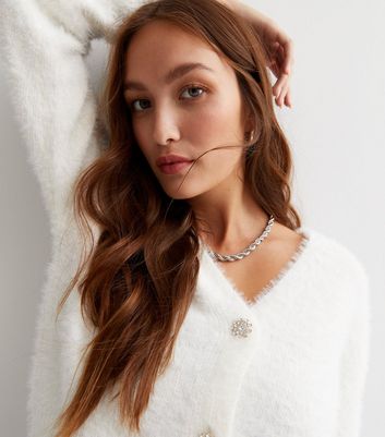 White hot sale fluffy cardigans