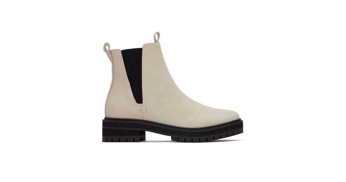 TOMS Off White Leather Chelsea Boots | New Look