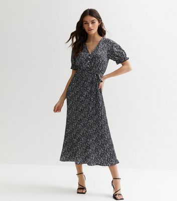 Floral midi outlet dress short sleeve