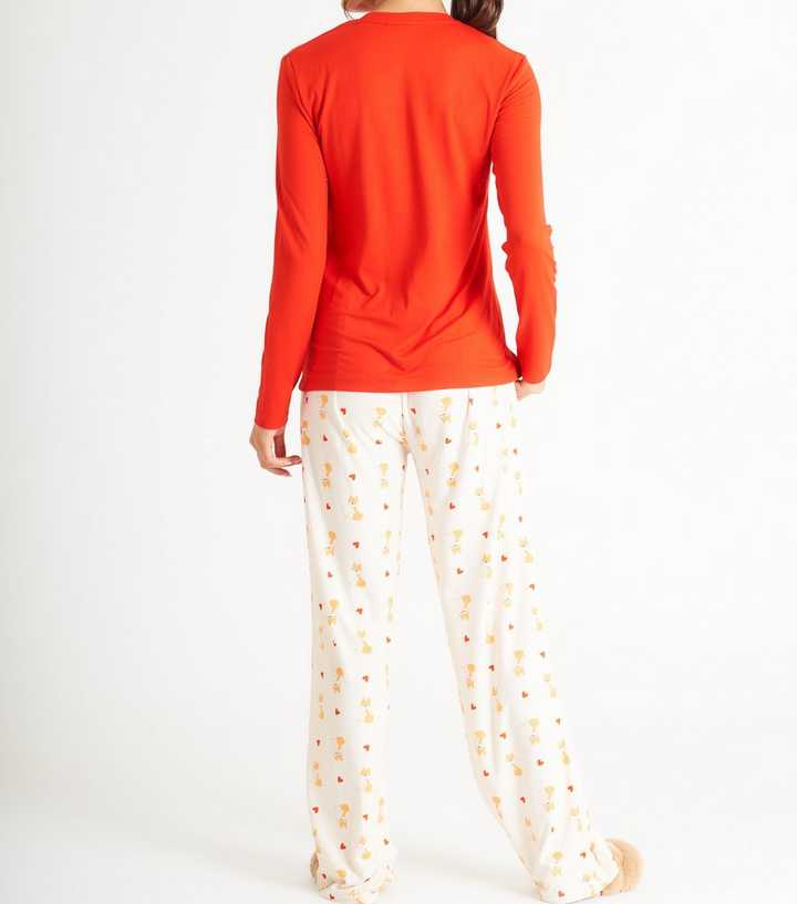 Loungeable Red Trouser Pyjama Set with Fox Print