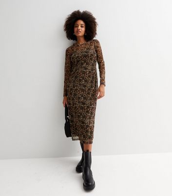 Leopard print outlet mesh dress