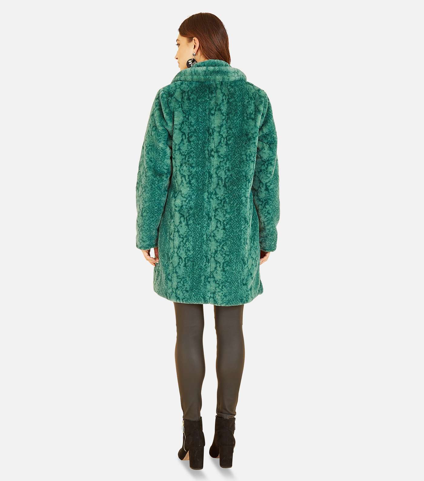 Yumi Green Snake Faux Fur Long Coat Image 4