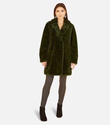 Green fur hotsell coat new look