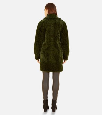 New look dark hotsell green faux fur coat