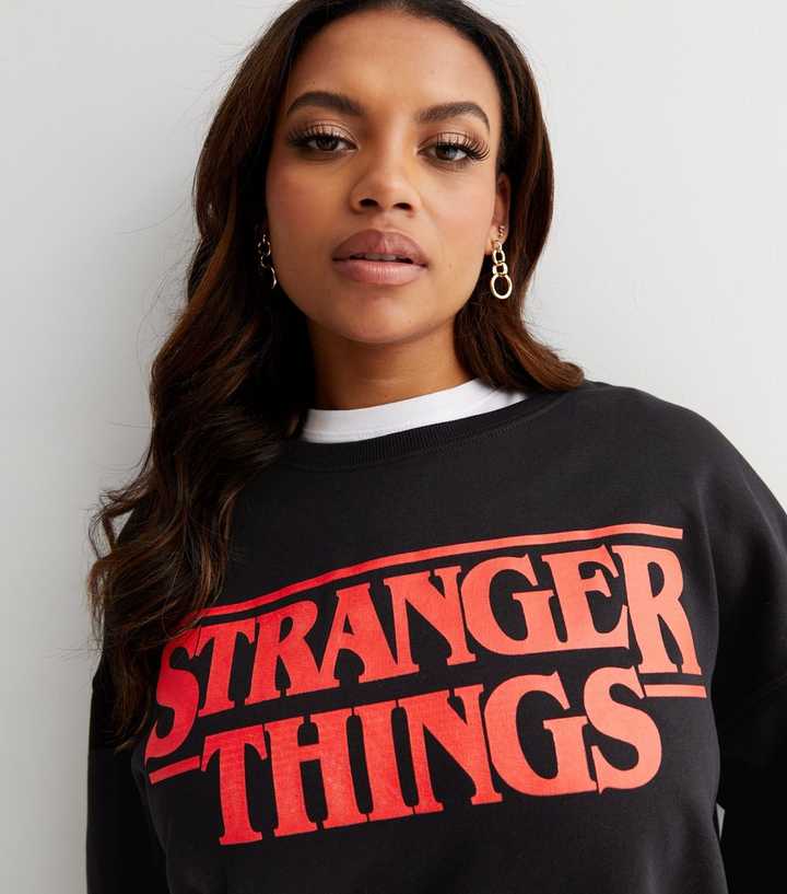 Curves Black Stranger Things Logo Sweatshirt | New Look