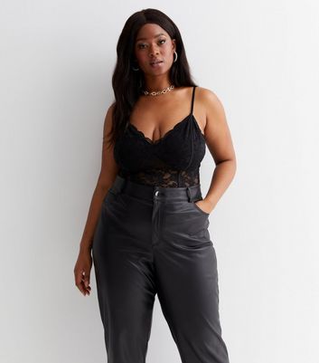 Black strappy bodysuit new deals look