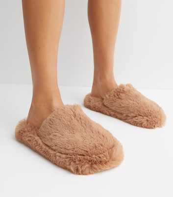 Loungeable Brown Faux Fur Mule Slippers