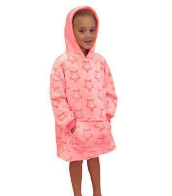 Loungeable Kids Pink Star Fluffy Lounge Hoodie