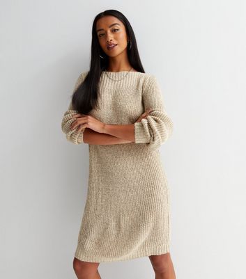 JDY Cream Knit Slash Neck Long Sleeve 