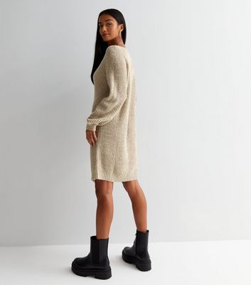 JDY Cream Knit Slash Neck Long Sleeve 