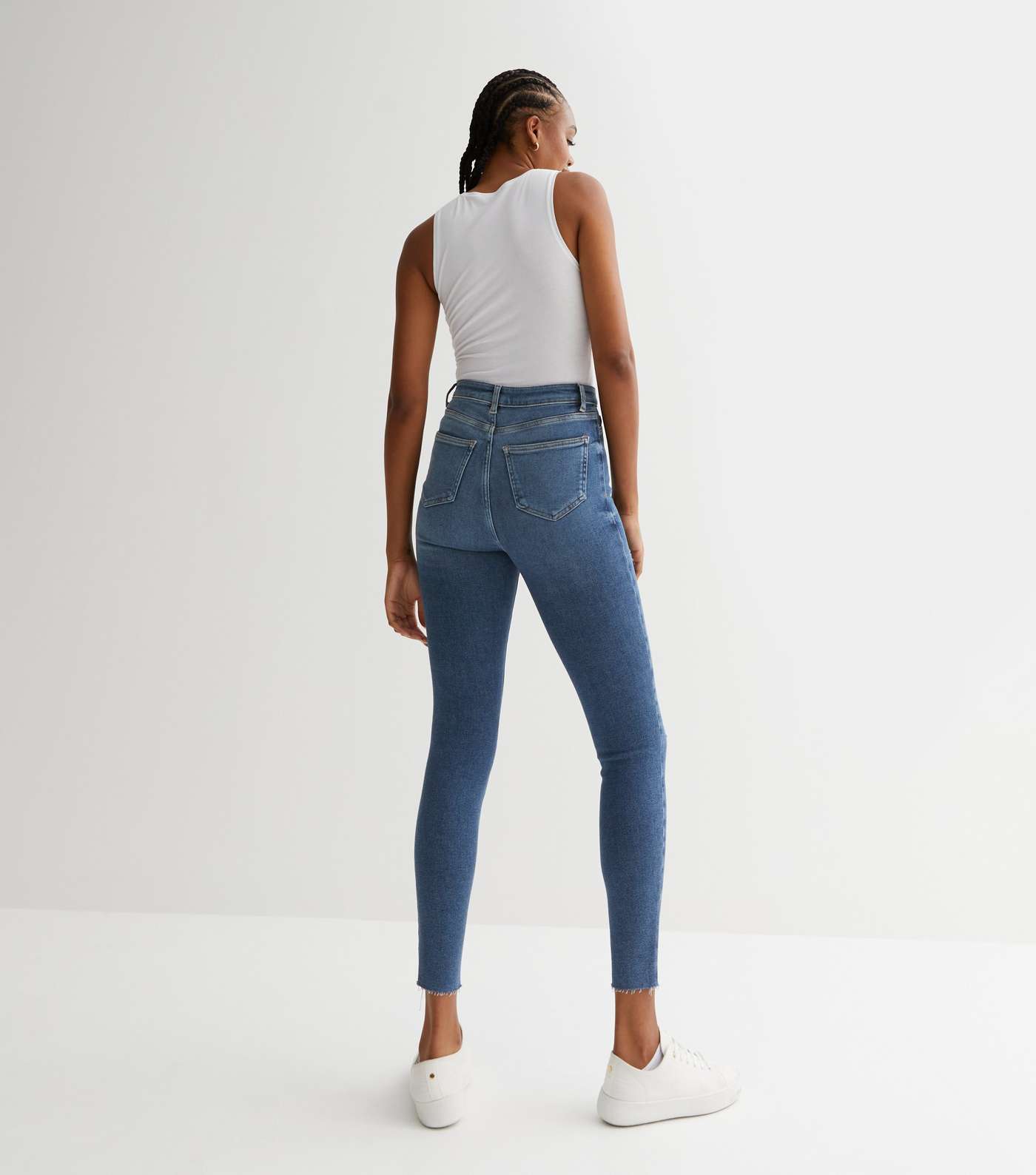 Tall Blue Ripped Knee High Waist Hallie Super Skinny Jeans Image 4