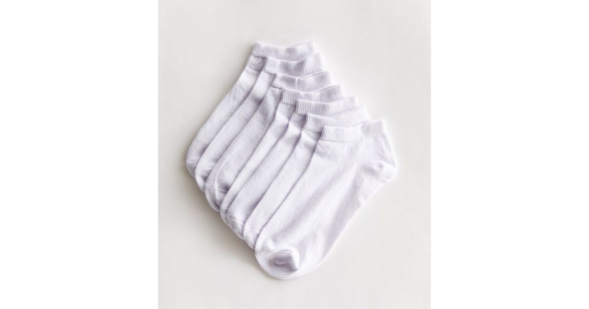 7 Pack White Trainer Socks New Look