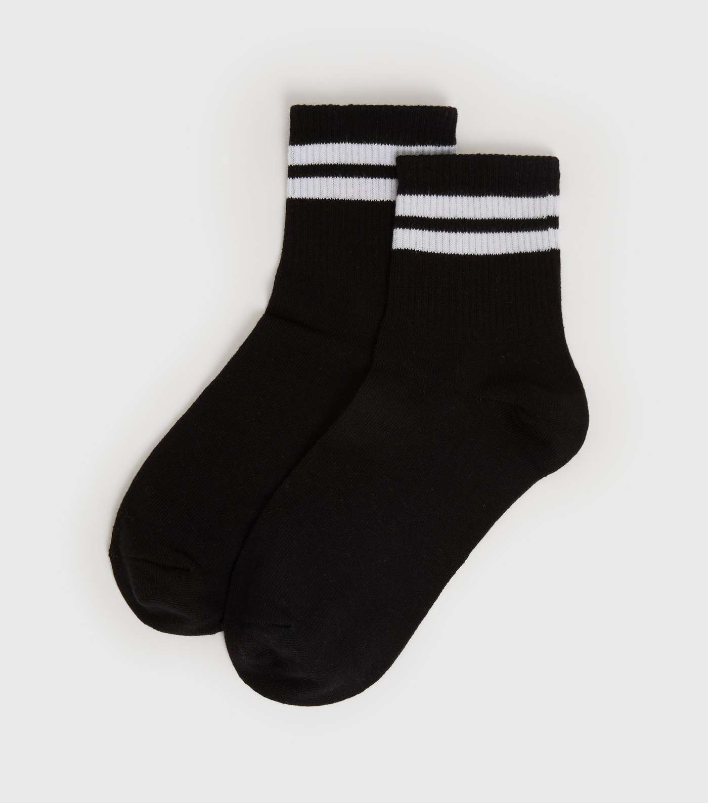 Black Ribbed Stripe Tube Socks