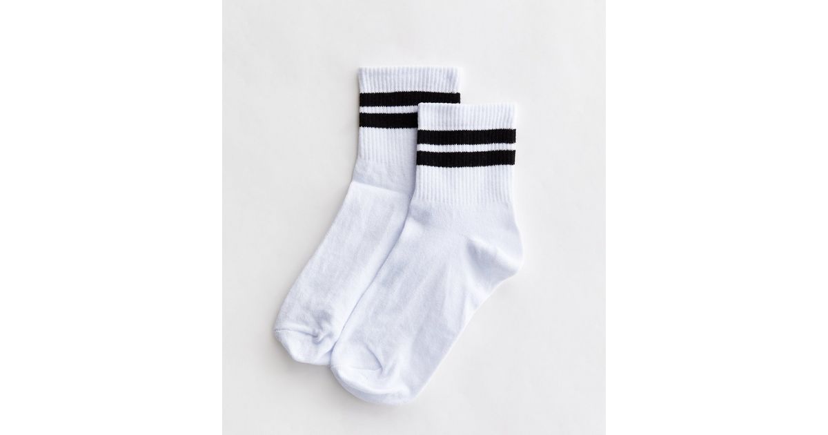 ATHLETIC RIB COTTON STRIPE ANKLE LENGTH SOCKS