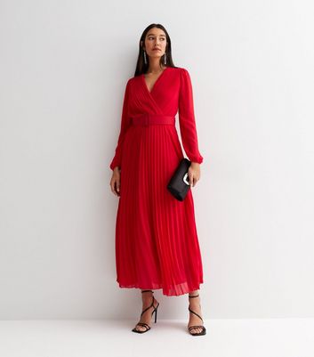 Red chiffon wrap on sale dress