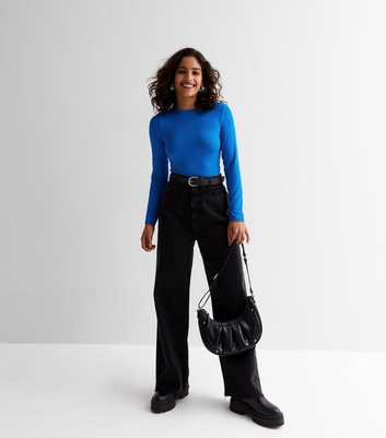 Petite Bright Blue Jersey Crew Neck Long Sleeve Bodysuit