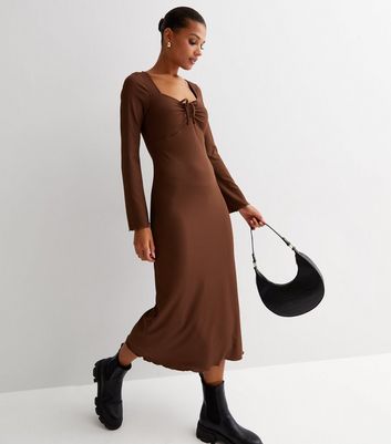 brown basic dress