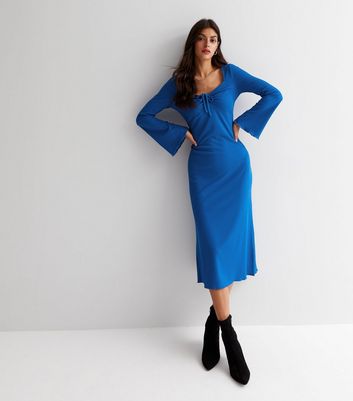 Long sleeve midi outlet fit and flare dress