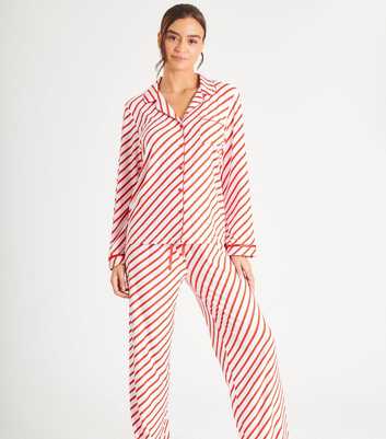 Loungeable Red Pyjama Set with Candy Cane Print
