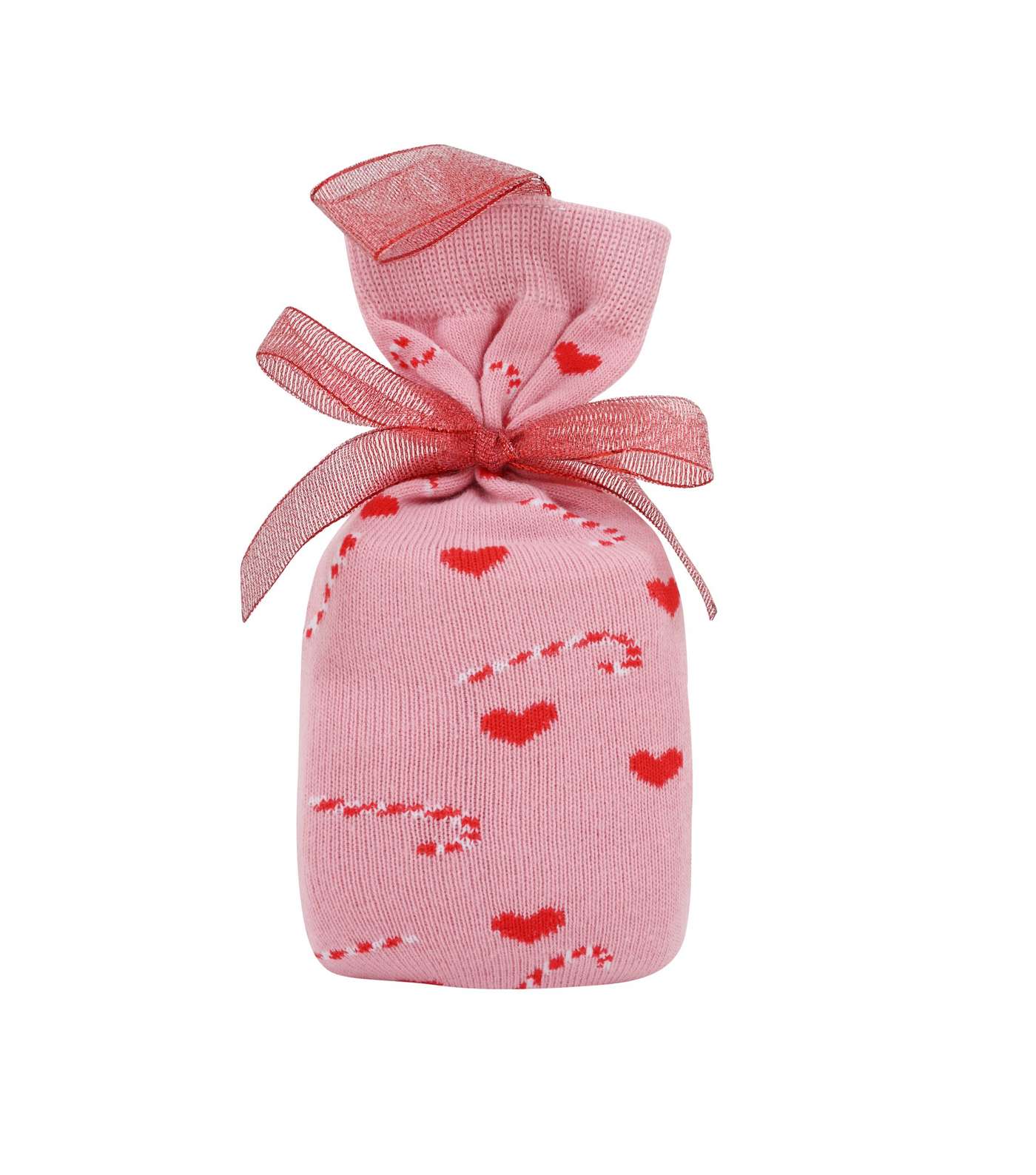 Loungeable Pink Heart Candy Cane Socks in a Sock Bag Image 2