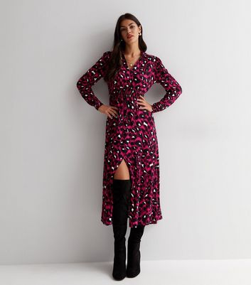 Pink animal on sale print shirt dress