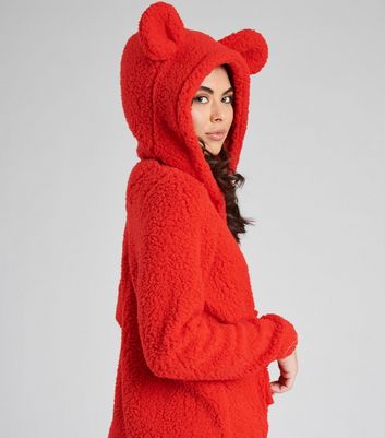 Red on sale teddy hoodie