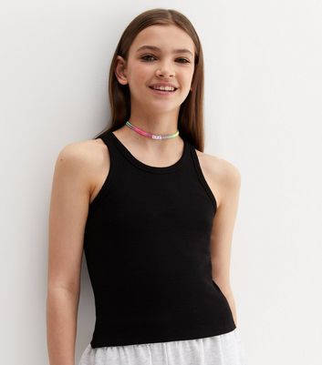 Girls black sales vest top