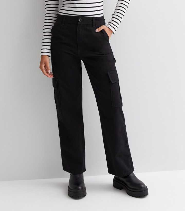 Petite Black Slim Leg Cargo Trousers