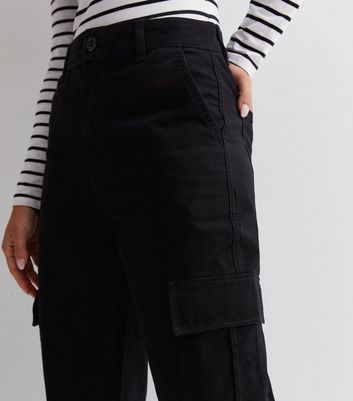 Black petite cargo trousers fashion