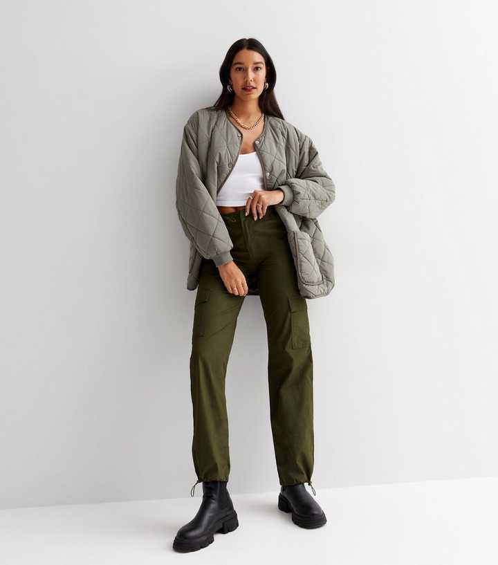 Tall Khaki Parachute Cargo Trousers