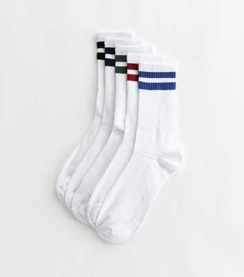 5 Pack Blue Red Green Navy and Black Stripe Ribbed Socks