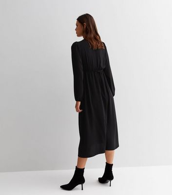 Long black button up cheap dress