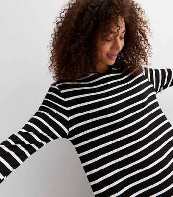 Black Stripe Long Sleeve Oversized Midi 