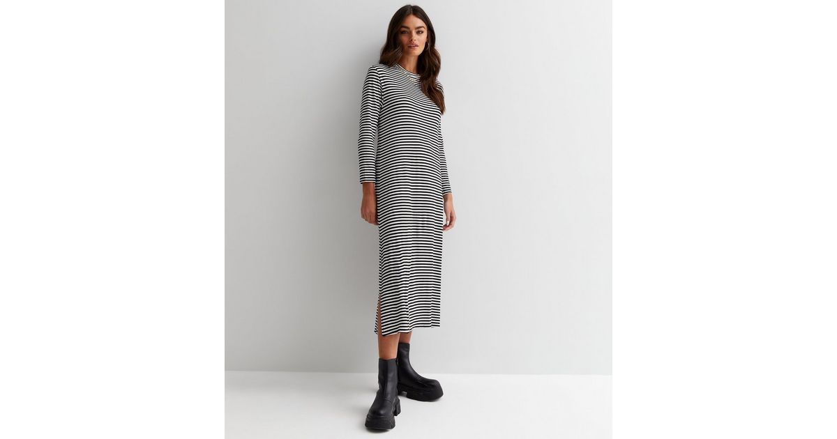 white-stripe-long-sleeve-oversized-midi-t-shirt-dress-new-look