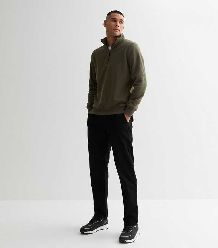 Jack u0026 Jones Dark Green Fleece High Neck Zip Up Sweatshirt | New Look