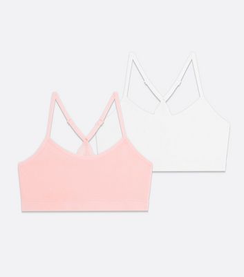 Girls 2 Pack V Neck Strappy Seamless Crop Tops