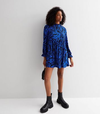 Zara blue hot sale zebra dress