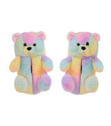Loungeable Multicoloured Faux Fur Teddy Bear Slippers
