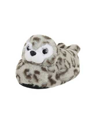 Loungeable Grey Leopard Print Seal Slippers