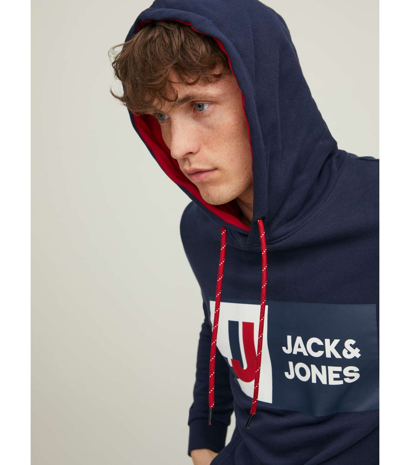 Jack & Jones Navy Pocket Front Logo Hoodie Image 3