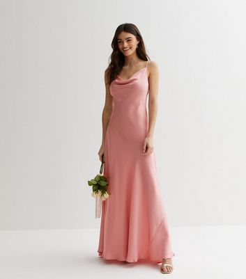 Buy Slip Slit Satin Dress (XX-Large, Light Pink) at Amazon.in