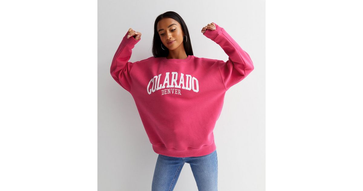 Petite Bright Pink Colarado Varsity Logo Sweatshirt | New Look