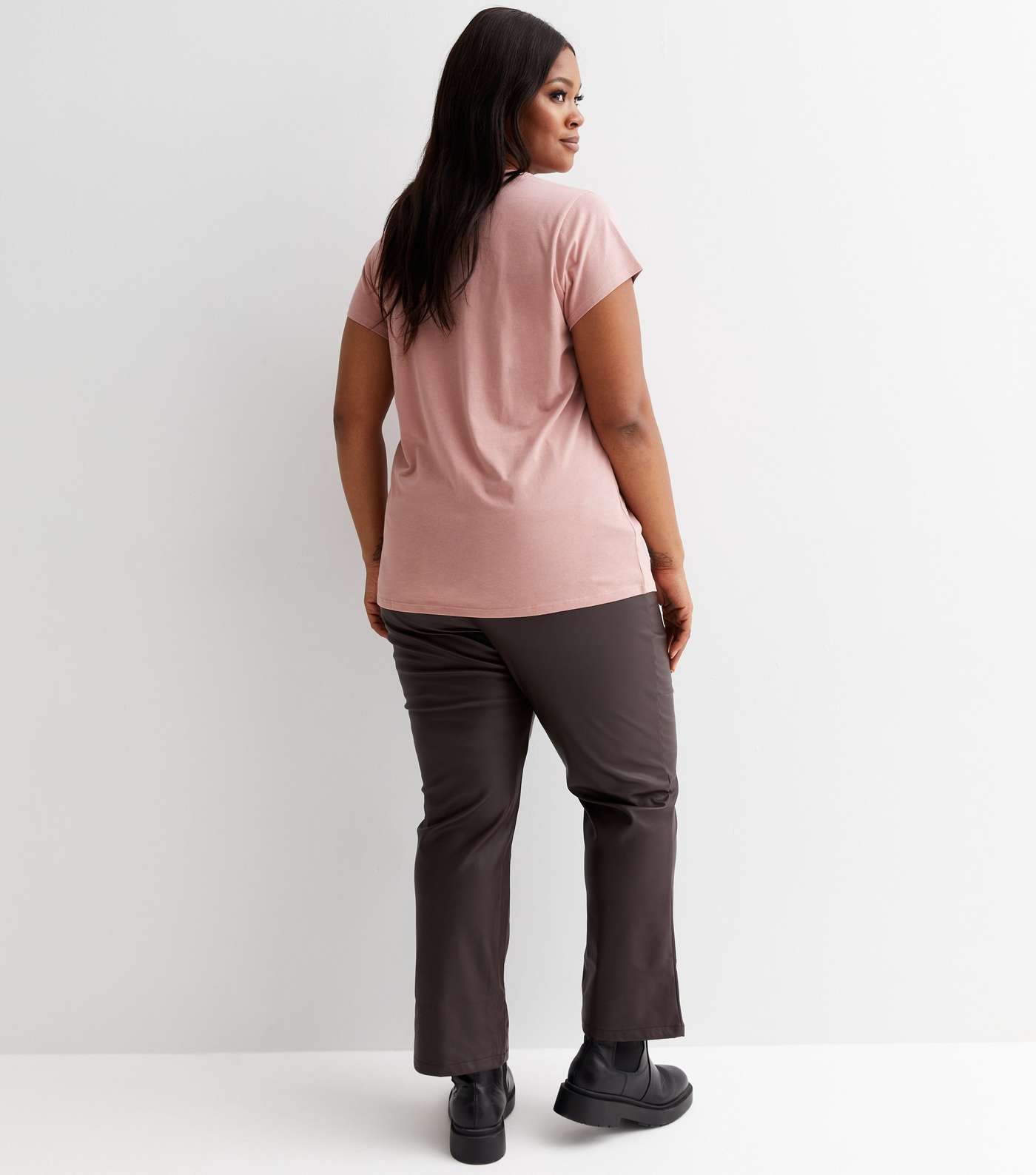 Curves Mid Pink Crew Neck Oversized T-Shirt Image 4