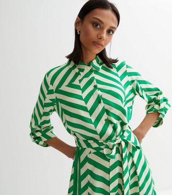 Green striped hot sale shirt dress