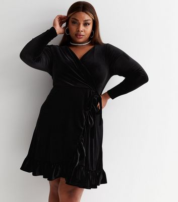 Long sleeve v clearance neck velvet dress