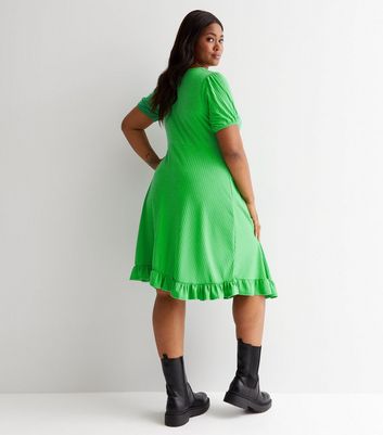 ruched frill hem dress