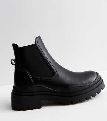 Vero Moda Black Leather-Look Chunky Chelsea Boots