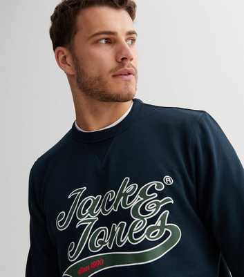 Jack & Jones Navy Crew Neck Logo Sweatshirt